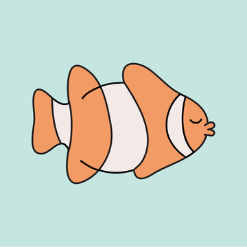 Pastel Clownfish in Water Illustration