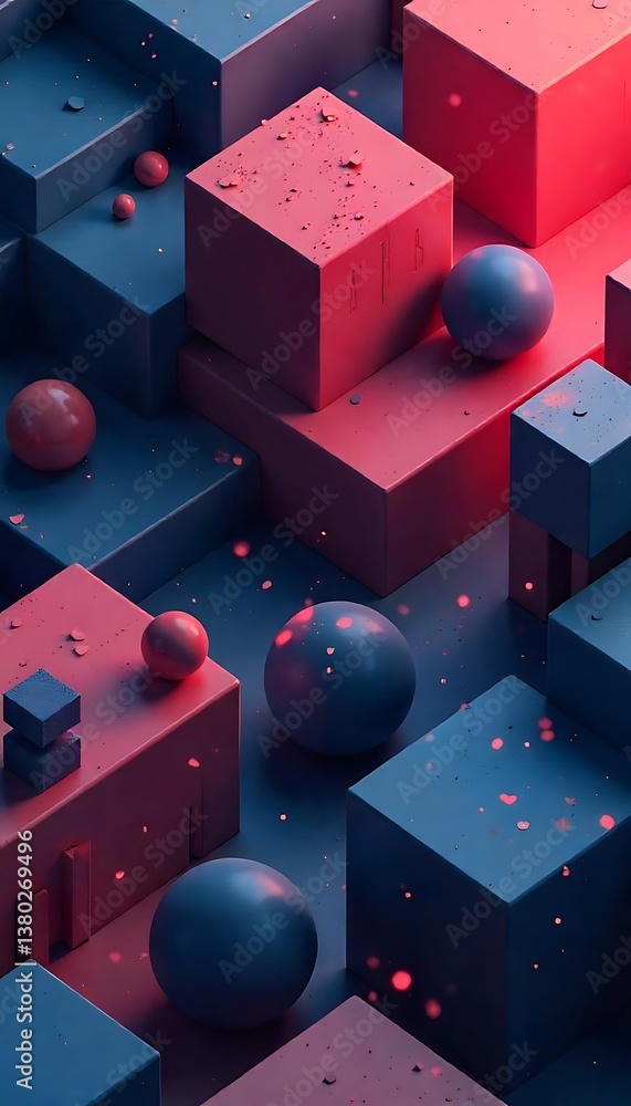 Aufkleber generative ai image featuring abstract geometric shapes in contrasting colors
