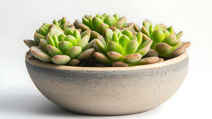 A small bowl with a few green plants in it