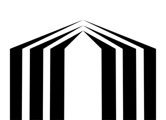 Vector striped pattern of thick black lines on a white background. Abstract design element. Arrow. Vector background. The basis for covers, posters, advertising, packaging