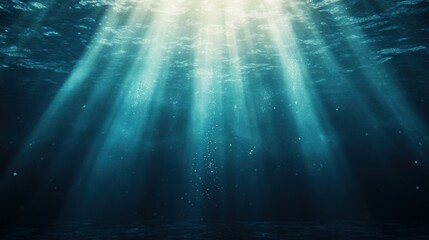 Underwater Serenity: Sunbeams Dancing in the Deep Ocean