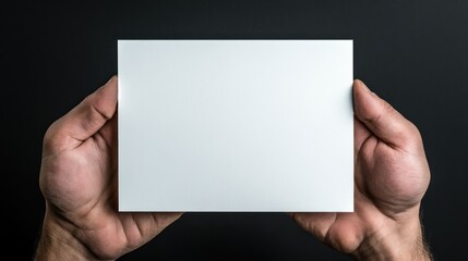 Obraz premium Blank White Card Held in Hands, Mockup Design