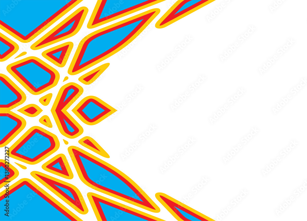 Poster symmetrical abstract red-yellow-blue vector pattern of broken shapes on a white background. modern b