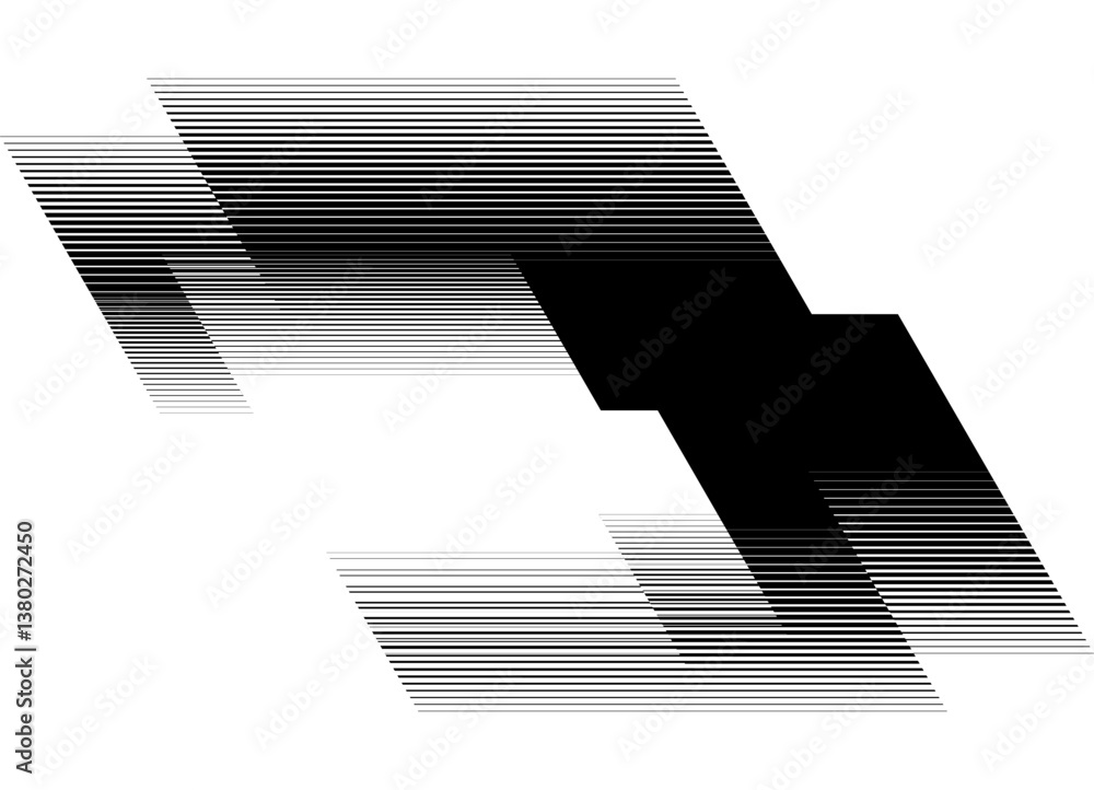 Poster design element vector black and white background of thin broken lines. striped pattern. the basis fo