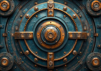 Fototapeta premium Steampunk Mechanical Art Gears and Cogs with Radial Symmetry and Chiaroscuro Effects