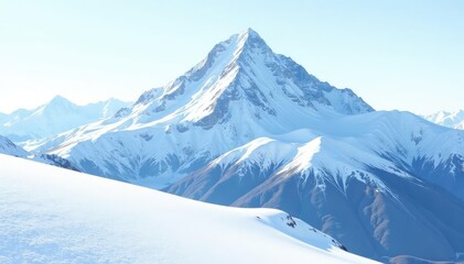 Snow-covered mountain peak, pristine white landscape, background, majestic, snow