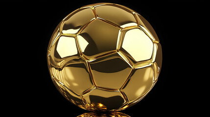 Naklejka premium Golden soccer ball, award, dark background, victory