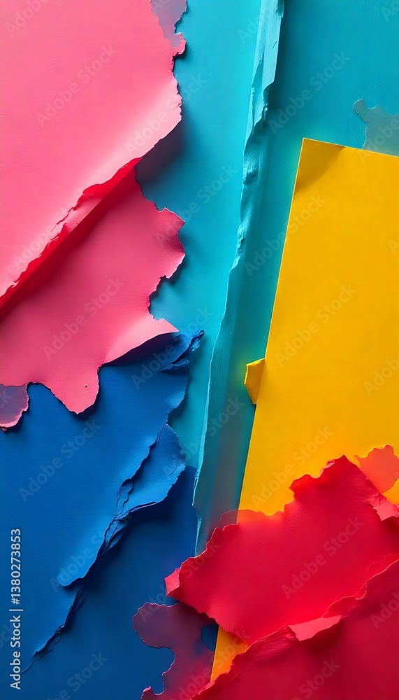 Poster generative ai abstract art featuring vibrant torn paper elements