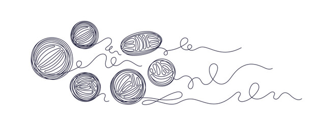 Balls of thread, skein to knit Art line vector set