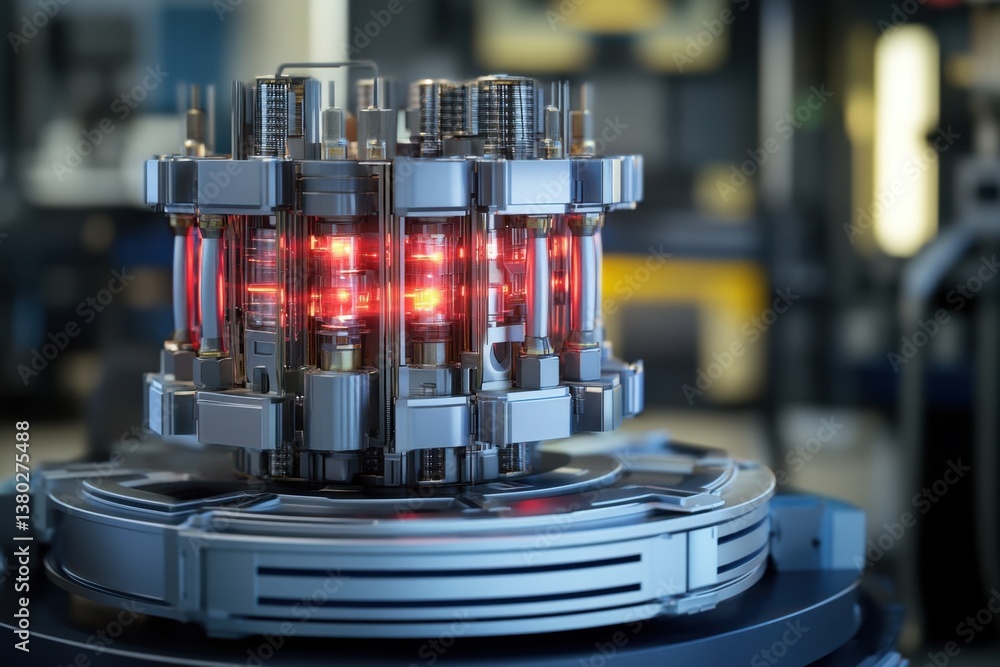 Poster advanced energy core technology showcased in a high-tech laboratory setting