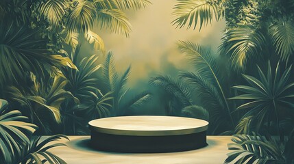 Obraz premium Tropical backdrop with lush green foliage.