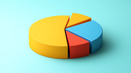 A pie chart is shown with a blue slice and a red slice