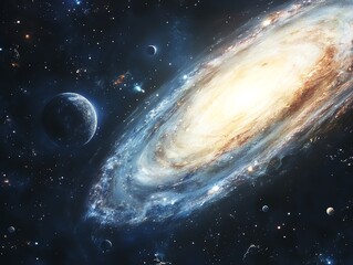 Obraz premium A galaxy asteriods atrs planets