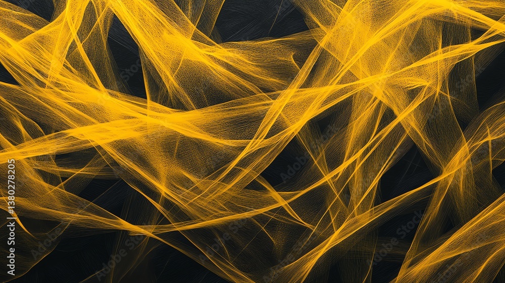 Aufkleber abstract golden threads flowing dynamically on dark background texture