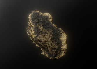 Qatar Map Golden Metallic Texture Map Gold Reserves And Gold Mining Concept 3D Illustration