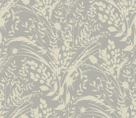 Seamless botanical pattern with boho style fern branches and leaves drawn for summer clothes for textile © Марина Воюш