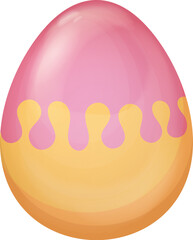 Pink and Yellow Easter Egg Vector with Abstract Wavy Pattern on a Smooth Surface isolated on white, Elegant Spring Holiday Design for Decorations and Creative Projects