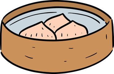 Illustration of dumpling basket
