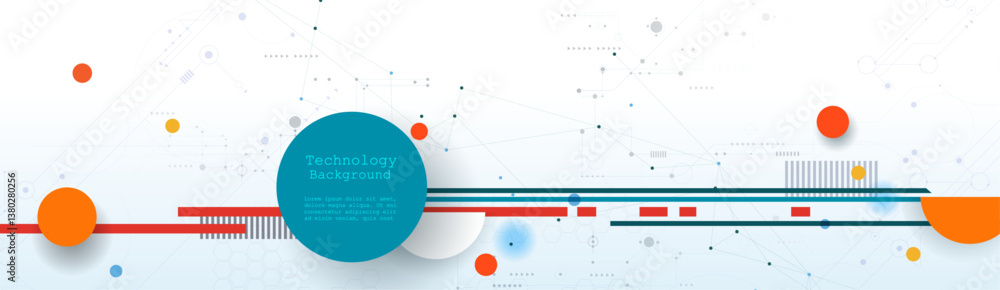 Leinwandbilder vector illustration abstract modern technology design. white circle, geometric shape, wave wireframe