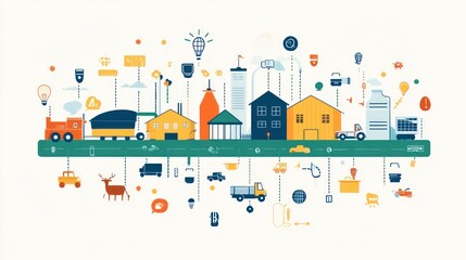 Naklejka premium Industrial Smart City, Connected Infrastructure