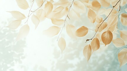 Soft pastel leaves with gentle light.