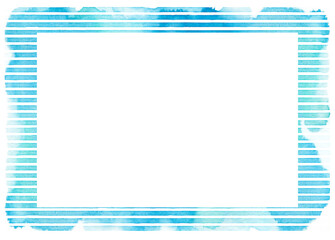 水彩の青色水色緑色　横ストライプのフレーム