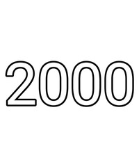 Black and white color numbers 2000