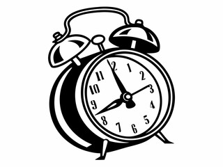Vintage alarm clock illustration classic timepiece with ringing bells design


