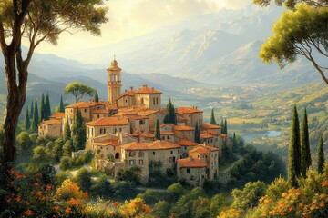 Naklejka premium Urbino Historic Walled City in Italy with Renaissance Architecture and Scenic Landscape