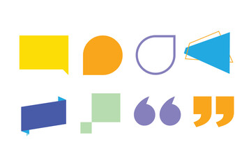 Colorful text box, title elements. Check point, set of speech bubbles. speak bubble text, cartoon chatting box, message box. blank empty speech bubbles, geometric shape box, quotes icons