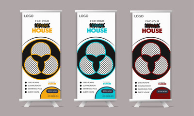 Stylish company business Roll up banner design template vector, abstract background, modern x-banner, rectangle size 
