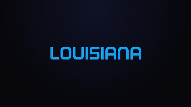 Glowing explosion LOUISIANA text reveal blue and pink