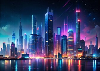 Obraz premium Free Download: Stunning Night Cityscape Stock Photo - Dark Urban Scene