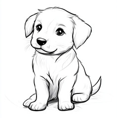 Fototapeta premium A very simple line drawing of puppy on white background
