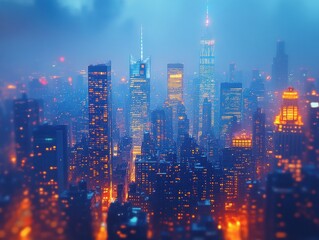 Fototapeta premium Downtown Omaha Nebraska City Skyline Aerial View at Twilight