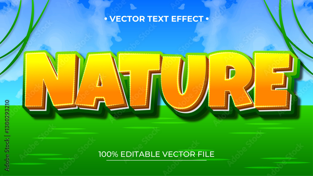 Poster green nature text style with 3d and embossed effect editable text style effect
