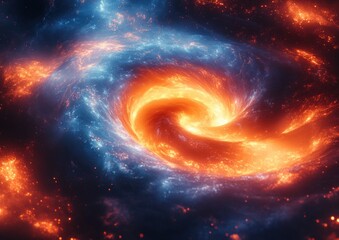 Obraz premium Blue and Orange Energy Swirl Abstract Galaxy