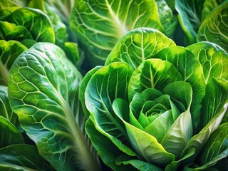 Obraz premium Fresh Romaine Lettuce: Crisp, Vibrant Leaves for Salads & Garnishes