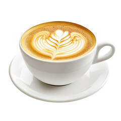 Cappuccino Latte Art on transparent background