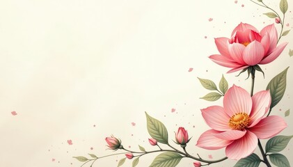 Subtle floral motif, delicate linework on neutral backdrop , floral, pattern design, nature