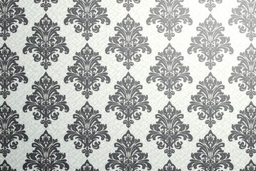 Obraz premium Intricate floral damask textile pattern in elegant grey and white , damask, brocade, flower