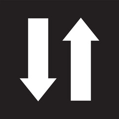 Long Up and Down arrow icon vector set . long arrow . exchange arrow icon , White horizontal long dual arrow. black background. 