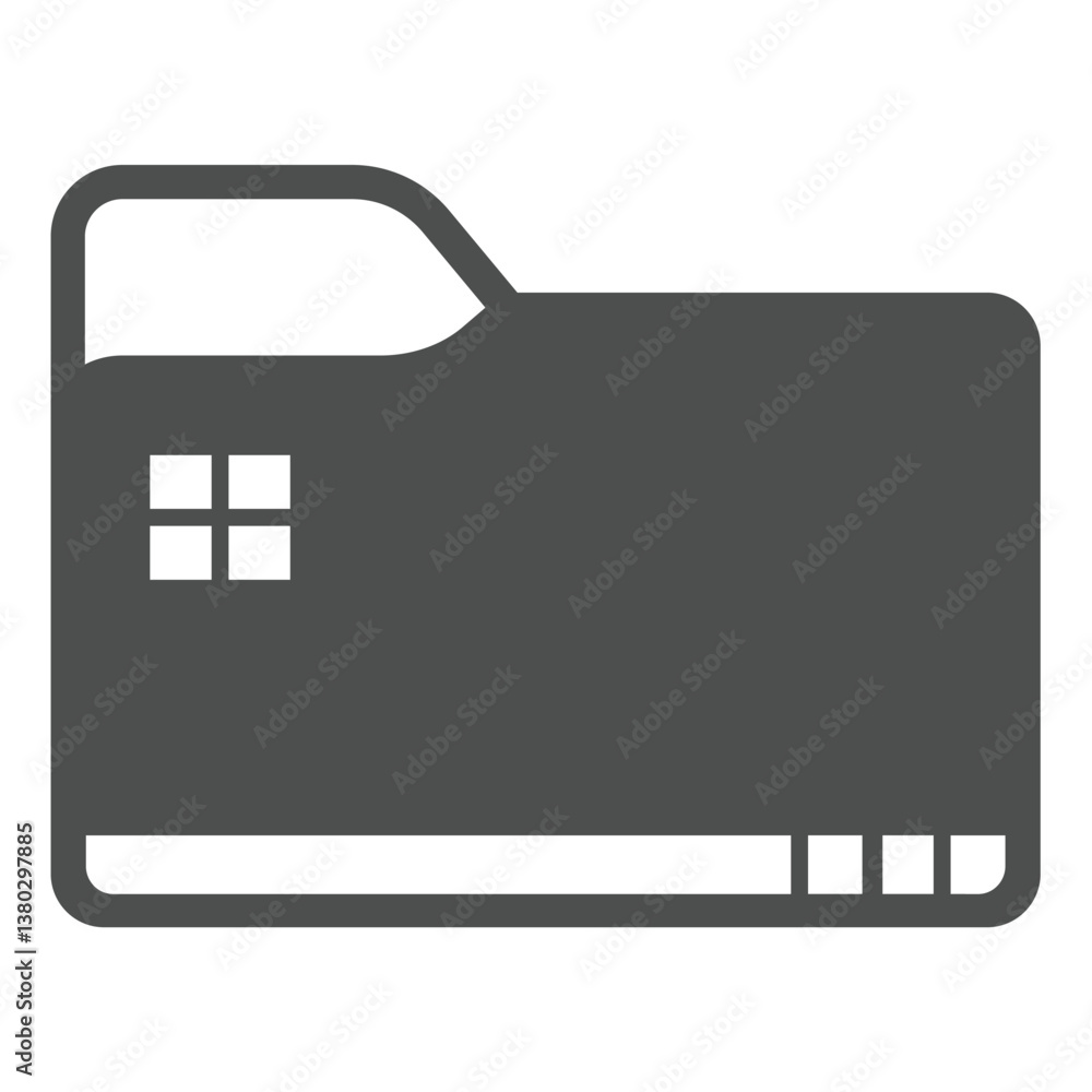 Poster desktop folder solid icon, windows pack concept. vector graphics. folder with control button, start 