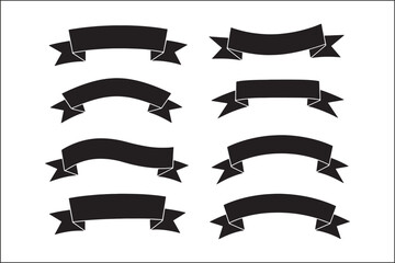 Obraz premium Vintage Ribbon Banner Set – Classic Vector Silhouette PackRetro Ribbon Vector – Decorative Banner Silhouette CollectionElegant Ribbon Banners – Vintage Scroll & Label Vector SetHand-Drawn Ribbon