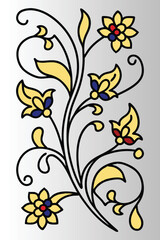 Elegant floral design with swirling ornate patterns.