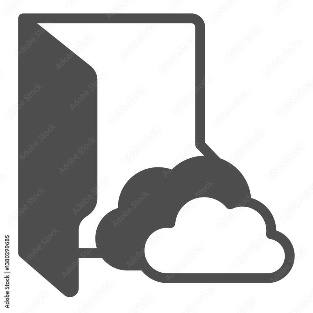 Poster cloud data folder solid icon, windows pack concept. vector graphics. folder with cloud storage, remo