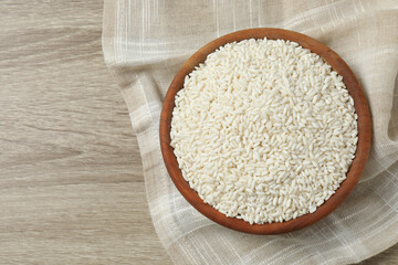 Composition with white rice on the table