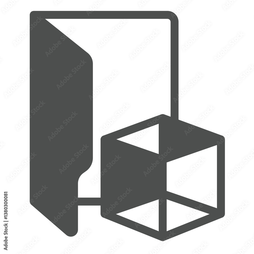Poster 3d objects file folder solid icon, windows pack concept. vector graphics. folder with isometric cube