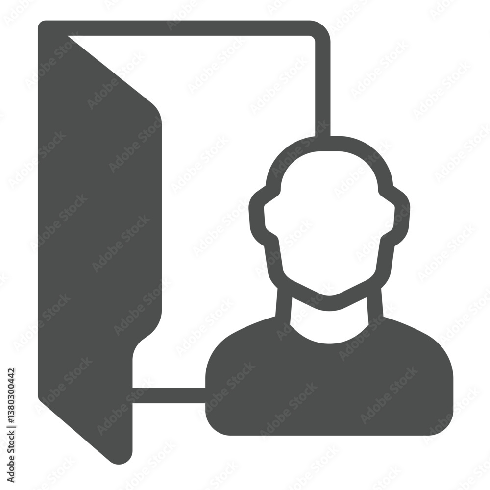 Poster user folder solid icon, windows pack concept. vector graphics. folder and man avatar, personal data 