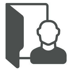 User folder solid icon, windows pack concept. Vector graphics. Folder and man avatar, personal data sign on white background, glyph style icon for mobile or web design.